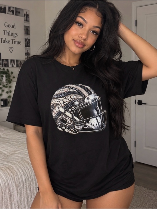 Tops - Black Graphic Helmet T-Shirt - Unbranded